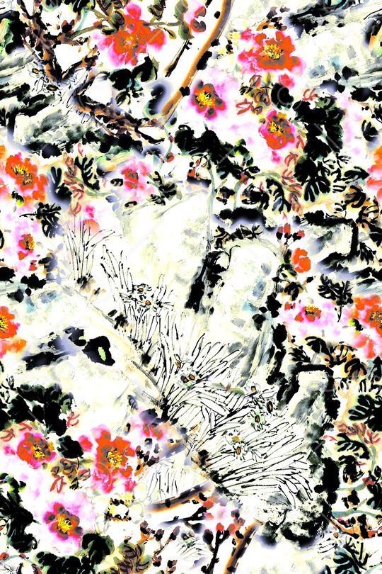 手绘花卉印花华亿平台图片