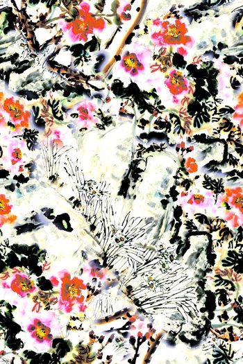 手绘花卉印花华亿平台图片