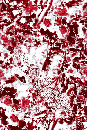 手绘花卉印花华亿平台图片