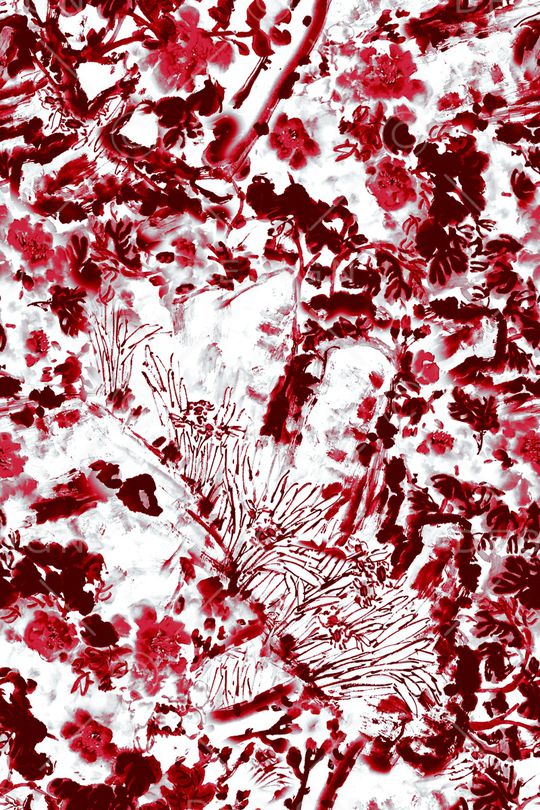 手绘花卉印花华亿平台图片