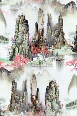 国画山水印花华亿平台图片