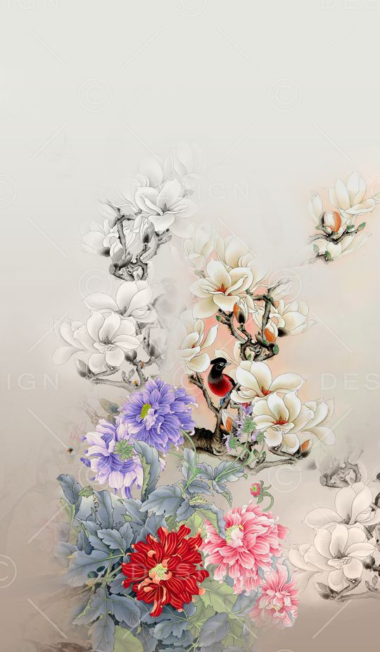 牡丹印花华亿平台图片