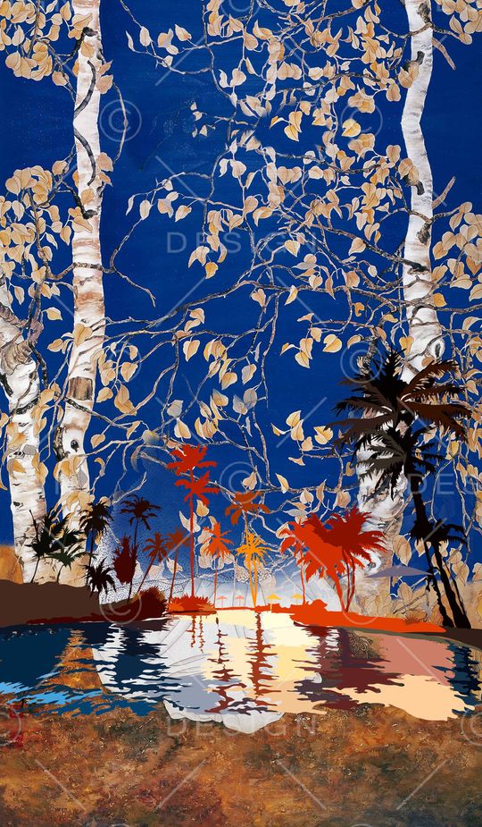 椰子树印花华亿平台图片