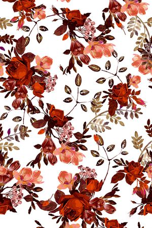 手绘花卉印花华亿平台图片