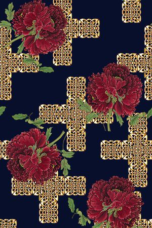 抽象手绘水彩画植物纹理花卉数码印花印花华亿平台图片