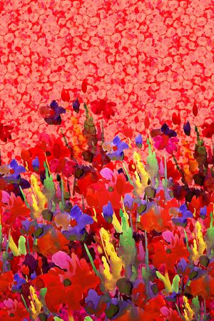 抽象水彩花卉印花华亿平台图片