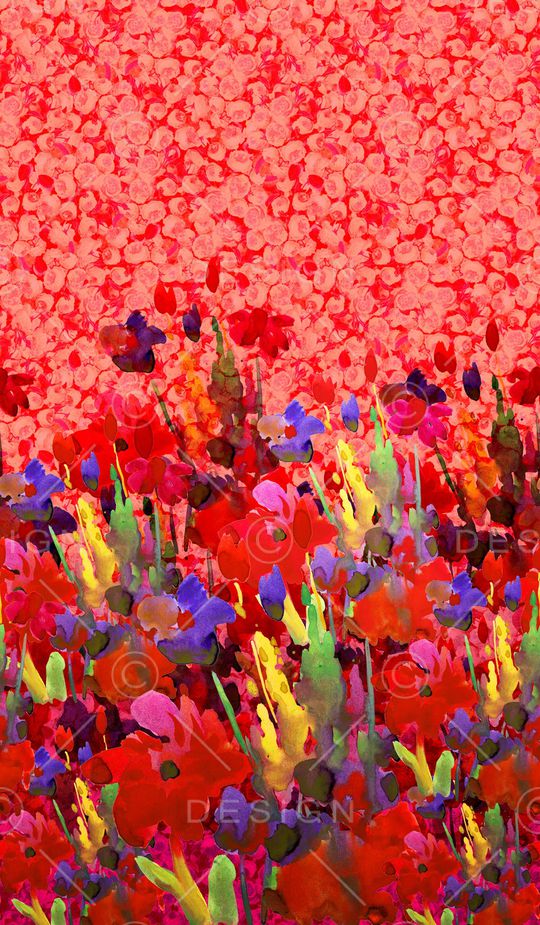 抽象水彩花卉印花华亿平台图片