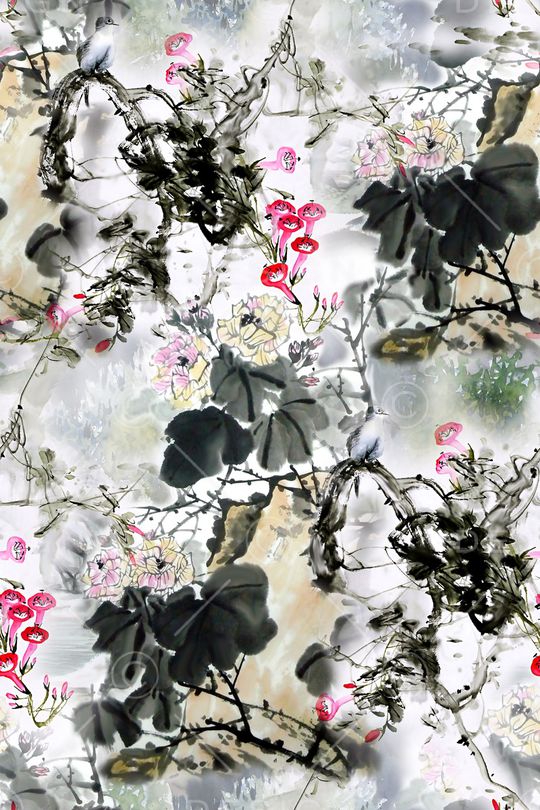 手绘花印花华亿平台图片