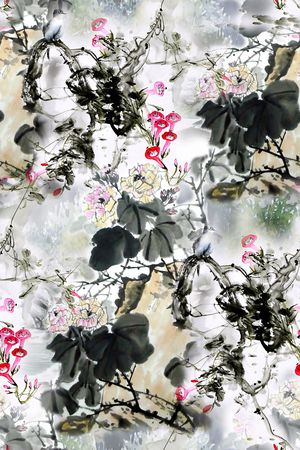 手绘花印花华亿平台图片