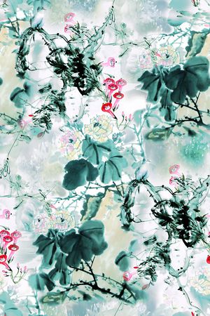 手绘花印花华亿平台图片