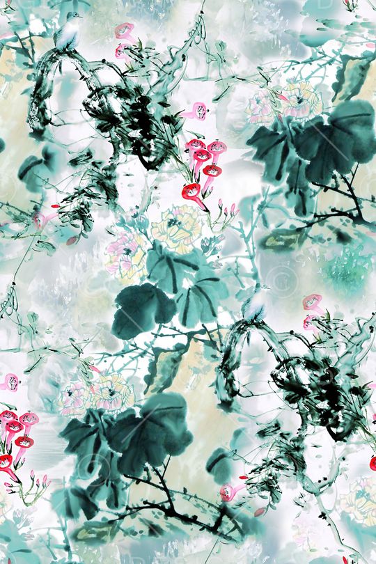 手绘花印花华亿平台图片