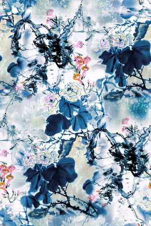 手绘花印花华亿平台图片