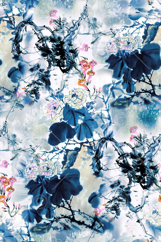 手绘花印花华亿平台图片