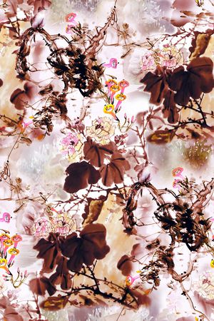 手绘花印花华亿平台图片