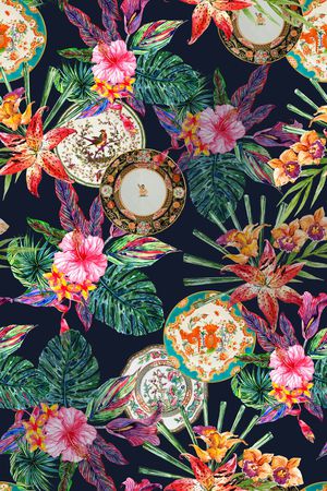 大花乱花印花华亿平台图片