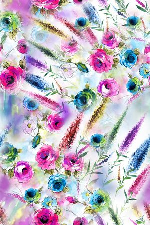 手绘花卉印花华亿平台图片