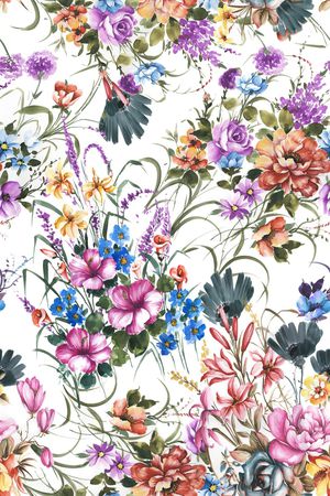 手绘花卉印花华亿平台图片