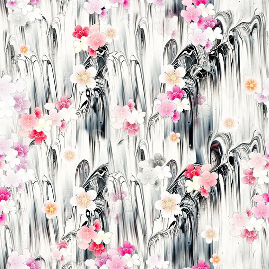 手绘花卉印花华亿平台图片