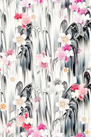 手绘花卉印花华亿平台图片