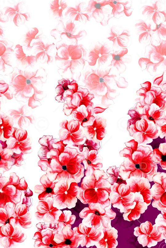 手绘花卉印花华亿平台图片