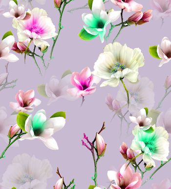 851007-写实百合木棉花卉-紫色