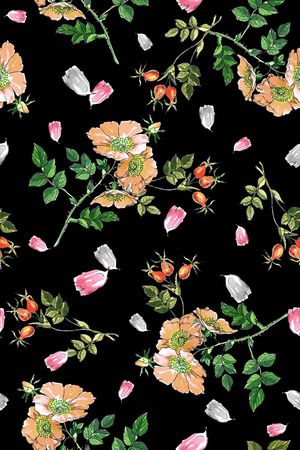 手绘花卉印花华亿平台图片