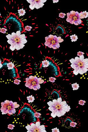 热带花卉印花华亿平台图片