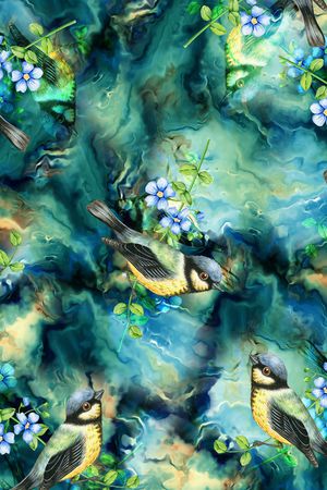 花鸟印花华亿平台图片