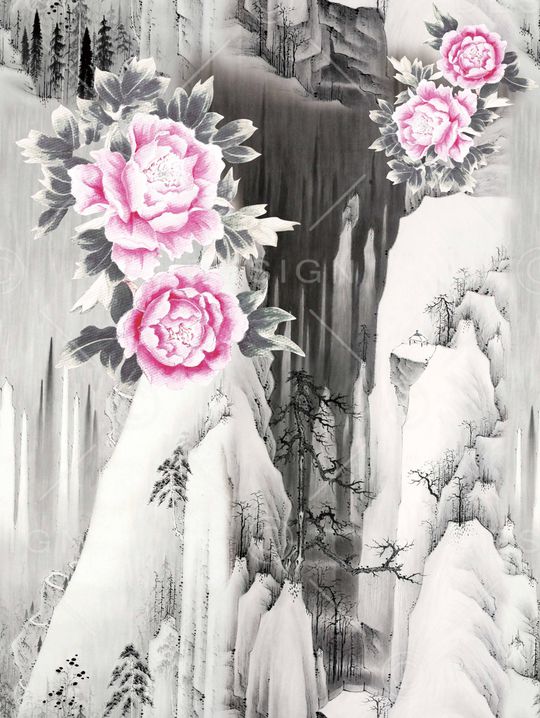 牡丹印花华亿平台图片