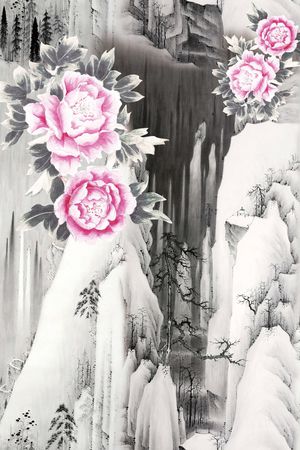 牡丹印花华亿平台图片