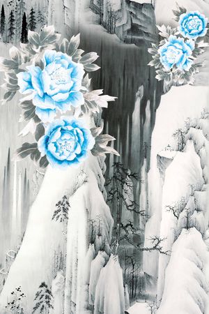 牡丹印花华亿平台图片