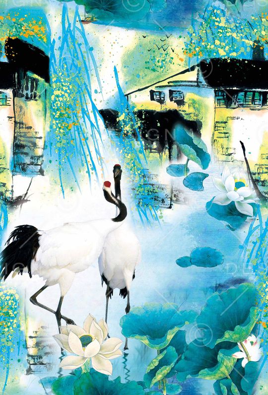 花鸟印花华亿平台图片