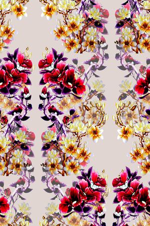 春夏清爽雪纺真丝棉丝巾布料泳装民族风印花印花华亿平台图片