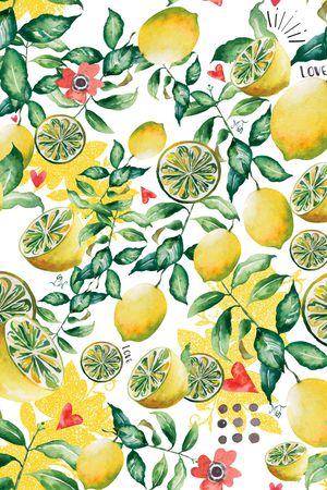 手绘柠檬印花华亿平台图片