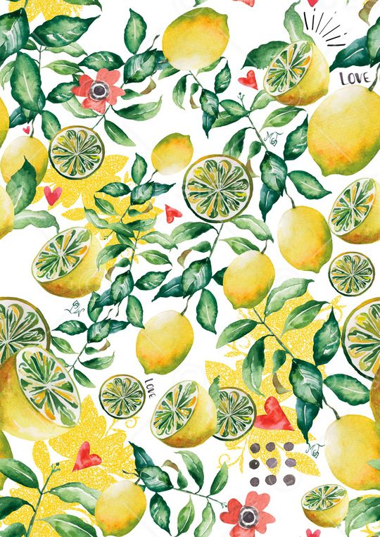 手绘柠檬印花华亿平台图片