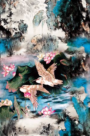 荷花印花华亿平台图片