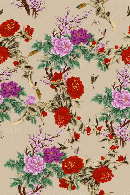 花卉印花华亿平台图片