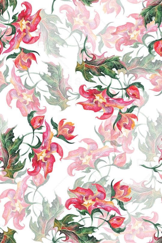 手绘花卉印花华亿平台图片