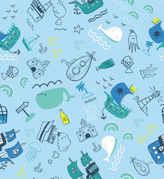 卡通海洋印花华亿平台图片