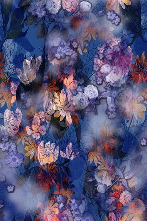 朦胧花卉印花华亿平台图片