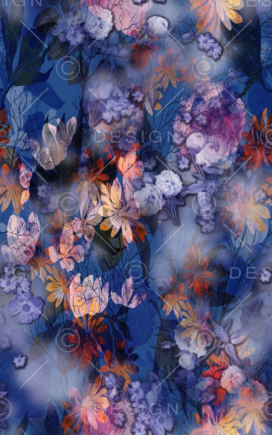 朦胧花卉印花华亿平台图片