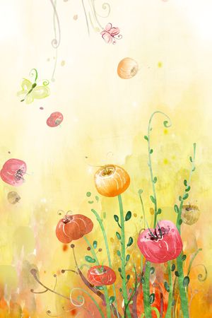 水彩花卉印花华亿平台图片