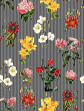 855211-休闲花卉竖条纹A