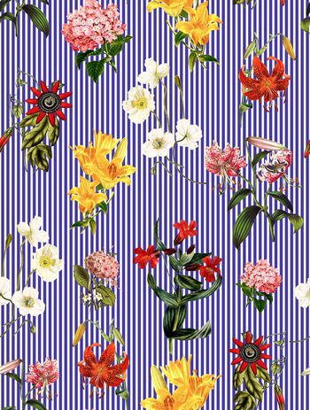 855214-休闲花卉竖条纹B