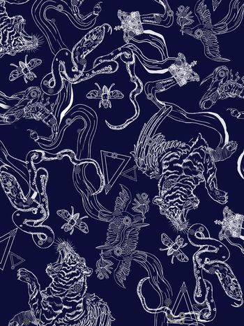 线条动物印花华亿平台图片