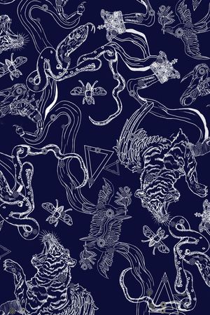 线条动物印花华亿平台图片