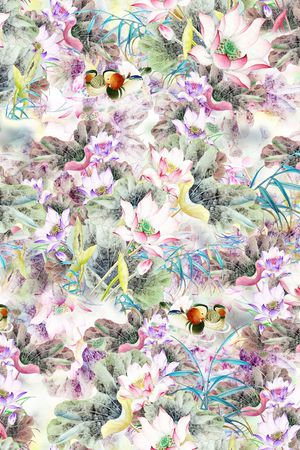 荷花印花华亿平台图片