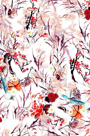 手绘花卉印花华亿平台图片