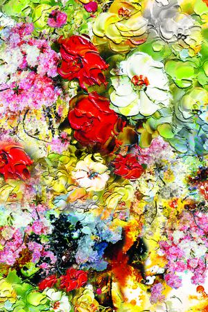 手绘花卉印花华亿平台图片