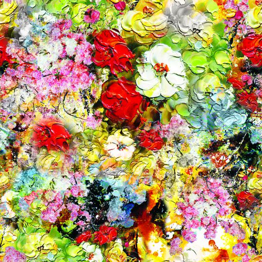 手绘花卉印花华亿平台图片